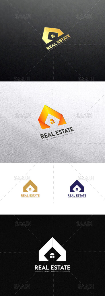 real estate logo creative unique orange home logo