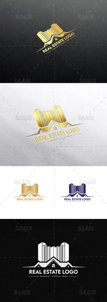 real estate logo homes logo with golden buildings