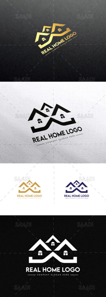 real estate logos 3 house logo with golden color