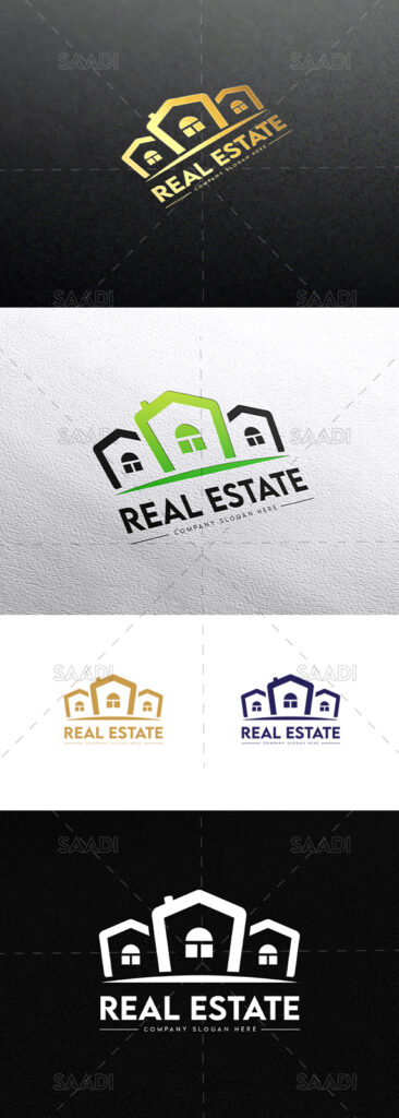 real estate three homes logo house logo creative modern unique best building logo