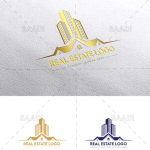 real estate logo house over buildings logo